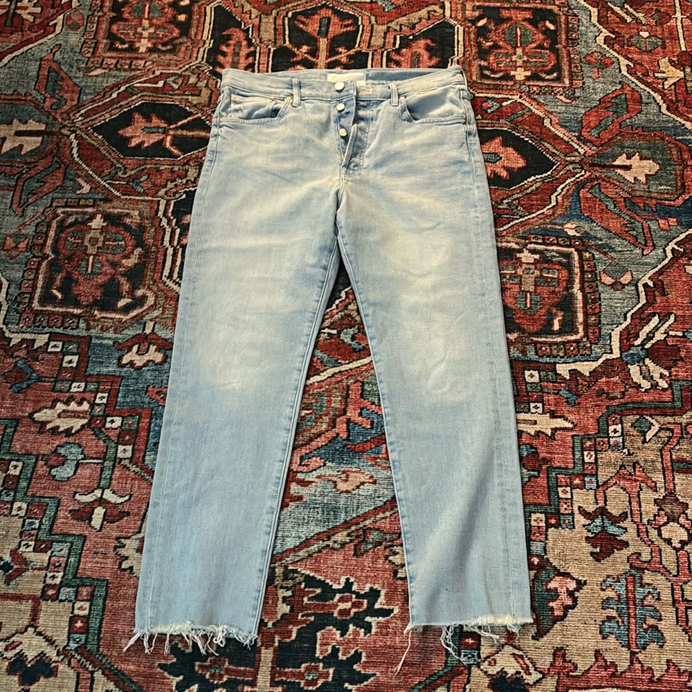 MOTHER Light Blue Distressed Jeans